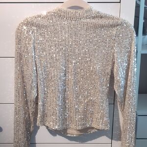 Sequin Embellished Cream Top